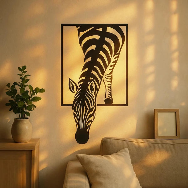 Modern Zebra Wall Art, Black & White Animal Print Metal Wall Decor for Living Room, Office, Bedroom & Holiday Gift