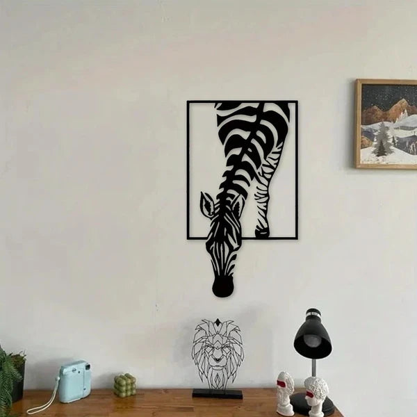 Modern Zebra Wall Art, Black & White Animal Print Metal Wall Decor for Living Room, Office, Bedroom & Holiday Gift