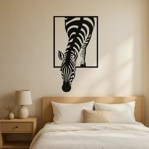 Modern Zebra Wall Art, Black & White Animal Print Metal Wall Decor for Living Room, Office, Bedroom & Holiday Gift