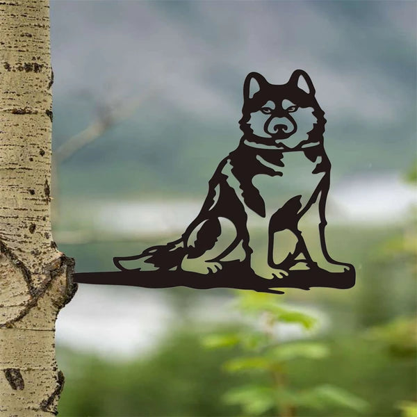 Rustic Farmhouse Iron Dog & Cat Silhouette Wall Art, Black Metal Indoor Outdoor Decor for Living Room, Patio & Pet Lover Gift