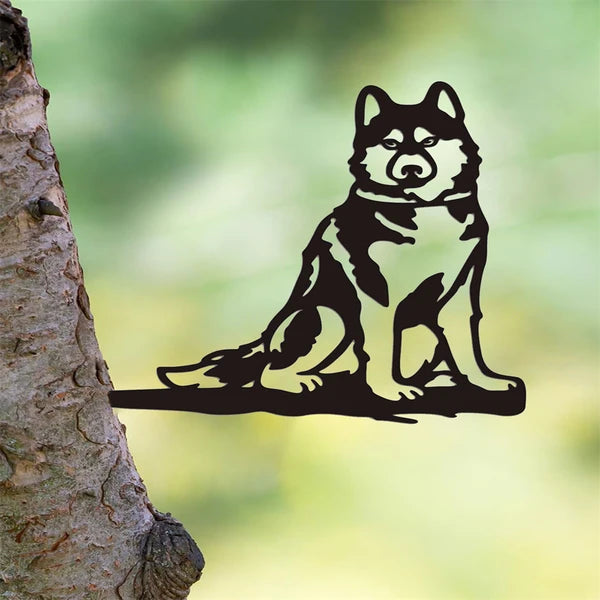Rustic Farmhouse Iron Dog & Cat Silhouette Wall Art, Black Metal Indoor Outdoor Decor for Living Room, Patio & Pet Lover Gift