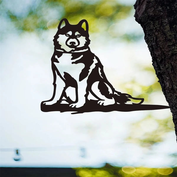 Rustic Farmhouse Iron Dog & Cat Silhouette Wall Art, Black Metal Indoor Outdoor Decor for Living Room, Patio & Pet Lover Gift
