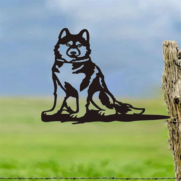 Rustic Farmhouse Iron Dog & Cat Silhouette Wall Art, Black Metal Indoor Outdoor Decor for Living Room, Patio & Pet Lover Gift