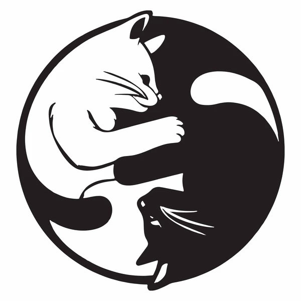 Yin Yang Cat Silhouette Aluminum Wall Art, Zen Style Metal Wall Decor for Living Room, Bedroom, Meditation Room & Holiday Gift