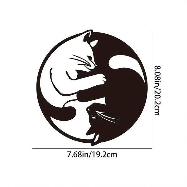 Yin Yang Cat Silhouette Aluminum Wall Art, Zen Style Metal Wall Decor for Living Room, Bedroom, Meditation Room & Holiday Gift