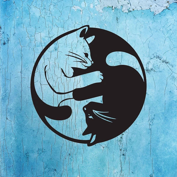 Yin Yang Cat Silhouette Aluminum Wall Art, Zen Style Metal Wall Decor for Living Room, Bedroom, Meditation Room & Holiday Gift