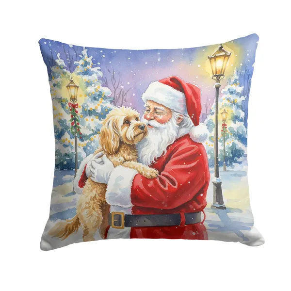Aeelleea Cockapoo with Santa Claus Pillow 18x18 Christmas Dog Decor Cushion