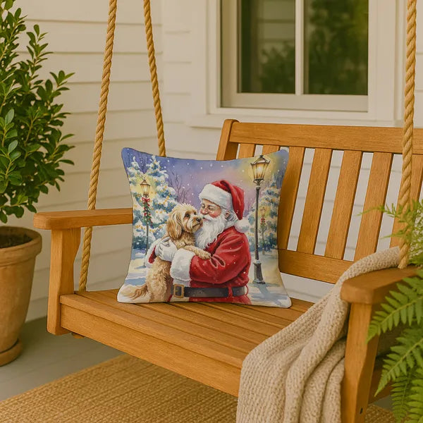 Aeelleea Cockapoo with Santa Claus Pillow 18x18 Christmas Dog Decor Cushion