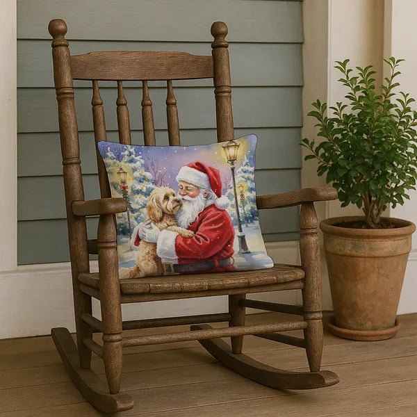 Aeelleea Cockapoo with Santa Claus Pillow 18x18 Christmas Dog Decor Cushion