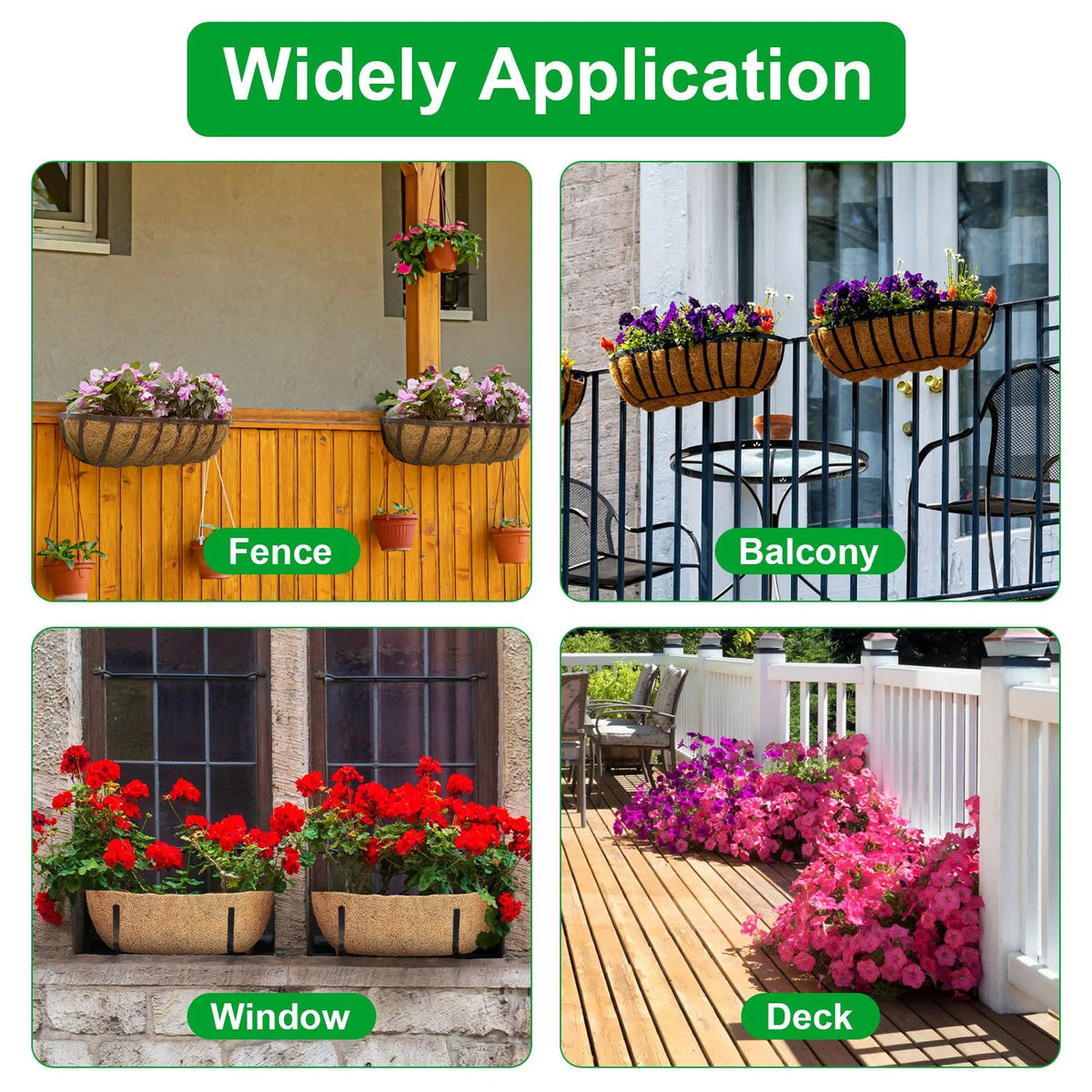 Natural Coconut Fiber Window Box Liners 24/30/36", Coir Trough Liner for Wire Baskets, Indoor & Outdoor