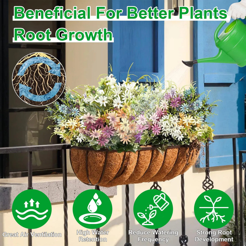 Coco Fiber Liner for Window Box, Natural Coconut Coir Planter Insert, 24/30/36 Inch, Fits Wire Window Baskets for Balcony, Garden, Indoor & Outdoor
