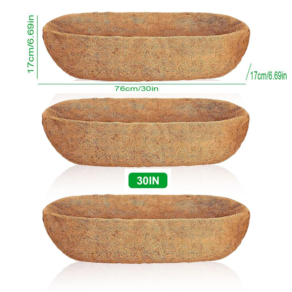 Coco Fiber Liner for Window Box, Natural Coconut Coir Planter Insert, 24/30/36 Inch, Fits Wire Window Baskets for Balcony, Garden, Indoor & Outdoor