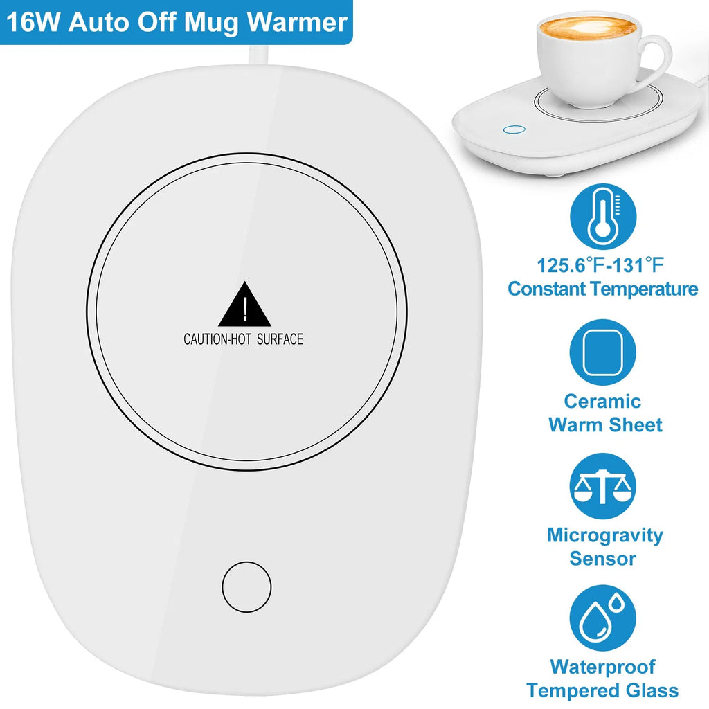 Coffee Mug Warmer with Auto Shut Off - Electric Cup Warmer Heating Pad, 3 Temperature Settings for Coffee, Tea & Milk, Office Home Desk