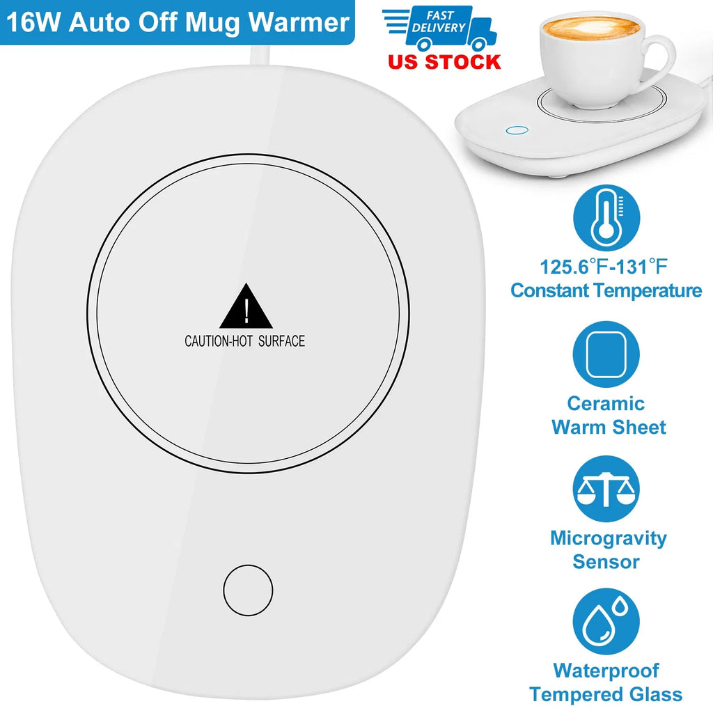 Coffee Mug Warmer with Auto Shut Off - Electric Cup Warmer Heating Pad, 3 Temperature Settings for Coffee, Tea & Milk, Office Home Desk
