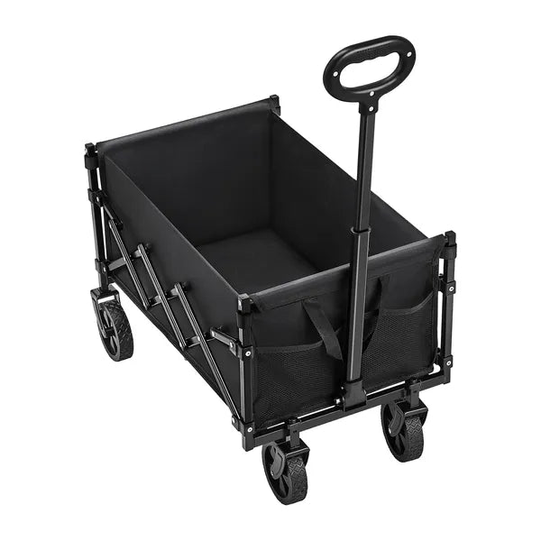 Aeelleea 120L Folding Wagon Cart, 225 Lb Heavy Duty Utility Cart, All Terrain Wheels, Adjustable Handle for Camping Beach Garden, Black ```