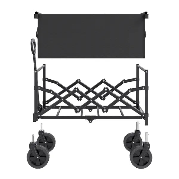 Aeelleea 120L Folding Wagon Cart, 225 Lb Heavy Duty Utility Cart, All Terrain Wheels, Adjustable Handle for Camping Beach Garden, Black ```