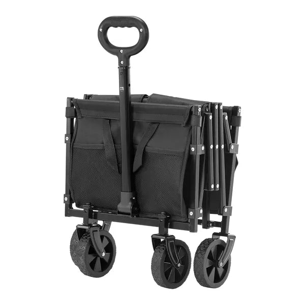 Aeelleea 120L Folding Wagon Cart, 225 Lb Heavy Duty Utility Cart, All Terrain Wheels, Adjustable Handle for Camping Beach Garden, Black ```