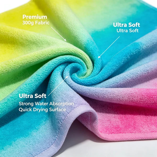 Large Gradient Beach Towel 55.1" x 27.6", 300g Soft Absorbent Quick-Dry Towel for Pool, Travel & Bath