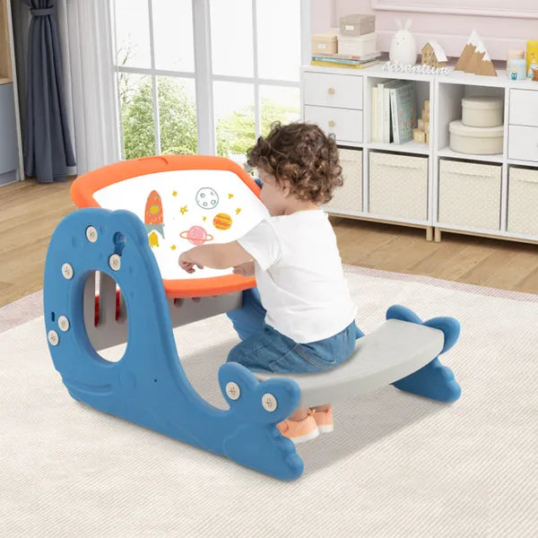 Aeelleea Convertible Kids Activity Table Set, Toddler Easel with Erasable Whiteboard for Drawing Learning Play