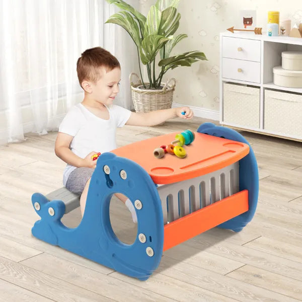 Aeelleea Convertible Kids Activity Table Set, Toddler Easel with Erasable Whiteboard for Drawing Learning Play