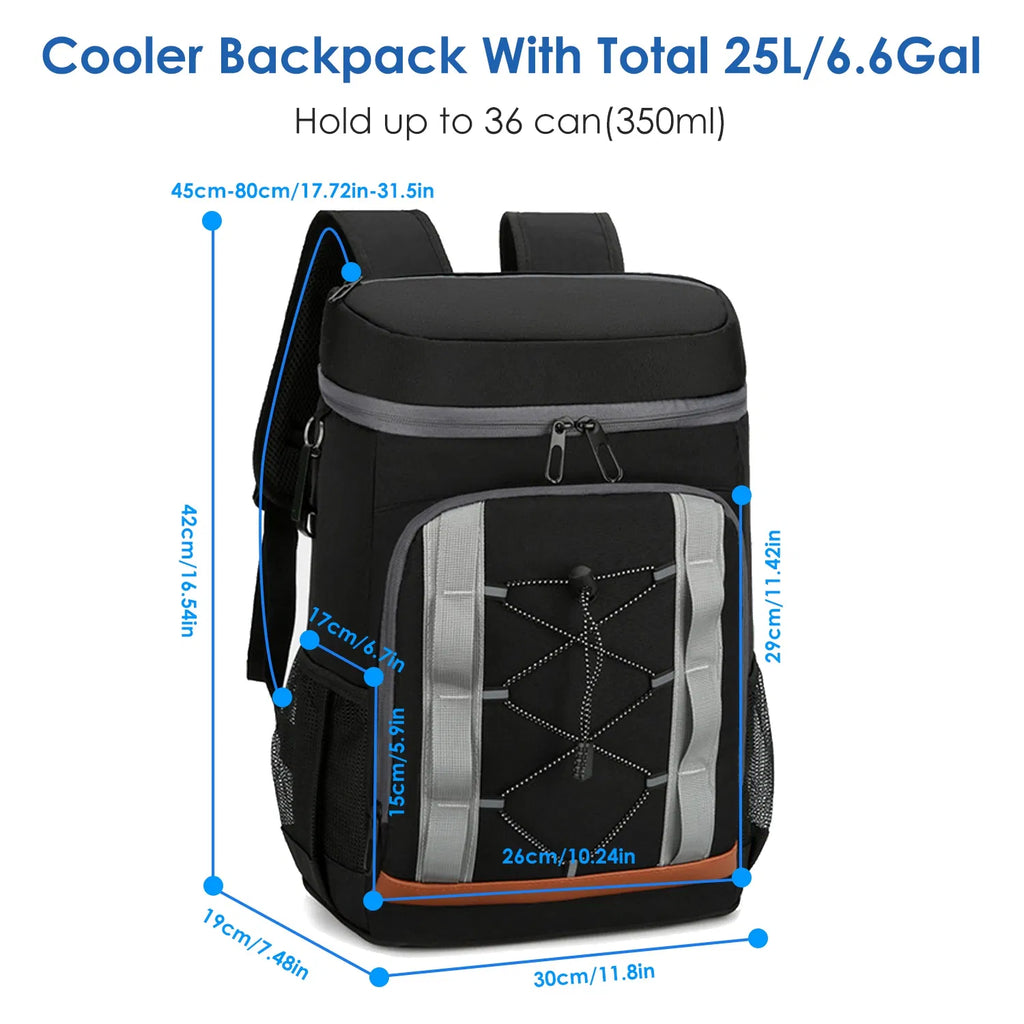 Cooler Backpack, 36 Cans Insulated Leak-Proof 25L Cooler Bag, Portable Thermal Backpack with Bottle Opener for Camping Hiking Picnic Beach Fishing