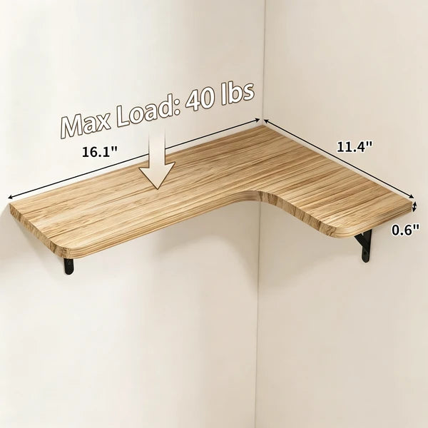5 Pack Corner Floating Shelves, Matte Wood Wall Mount Display Shelves with Metal Brackets, Farmhouse Storage for Bedroom Bathroom Kitchen