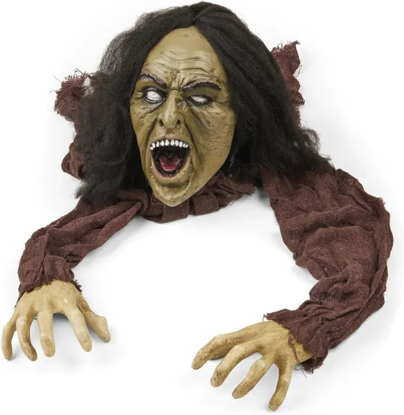 AEELLEEA Halloween Groundbreaker Zombie Prop 55" Unfolded, Realistic Crawling Zombie for Yard Lawn Haunted House Decoration