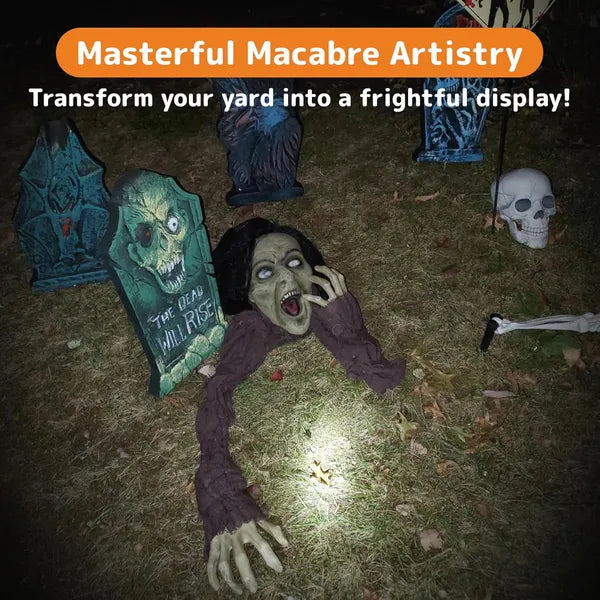 AEELLEEA Halloween Groundbreaker Zombie Prop 55" Unfolded, Realistic Crawling Zombie for Yard Lawn Haunted House Decoration