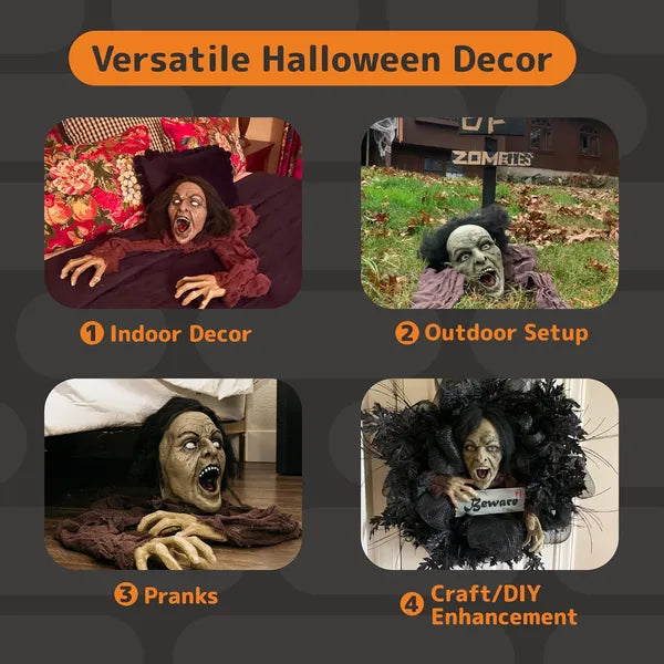 AEELLEEA Halloween Groundbreaker Zombie Prop 55" Unfolded, Realistic Crawling Zombie for Yard Lawn Haunted House Decoration