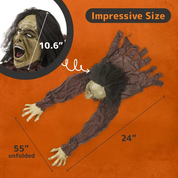 AEELLEEA Halloween Groundbreaker Zombie Prop 55" Unfolded, Realistic Crawling Zombie for Yard Lawn Haunted House Decoration