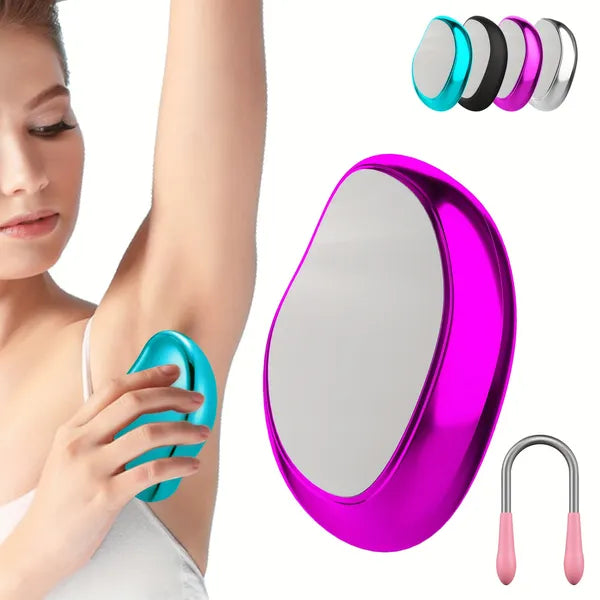 Reusable Crystal Hair Eraser for Women & Men, Manual Glass Hair Remover for Arms, Legs & Body