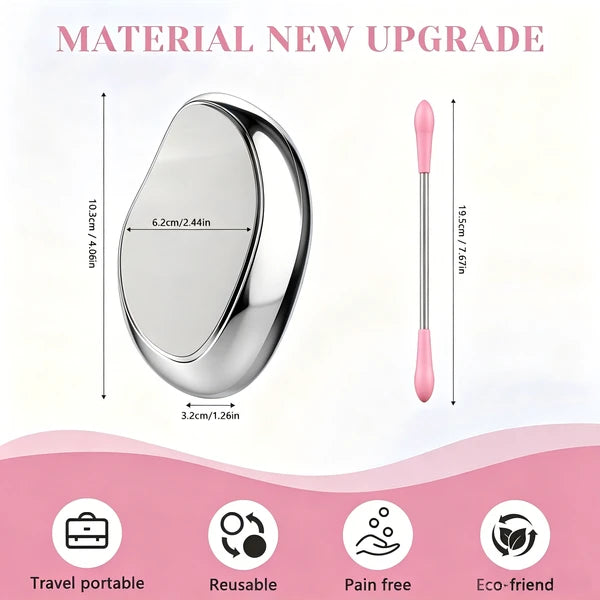 Reusable Crystal Hair Eraser for Women & Men, Manual Glass Hair Remover for Arms, Legs, Chest & Body, Silver