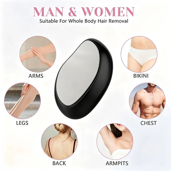 Crystal Hair Eraser, Painless Nano Glass Physical Hair Remover, Reusable Body Hair Removal Tool for Arms Legs Armpits Men Women