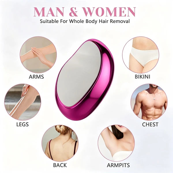 Reusable Crystal Hair Eraser for Women & Men, Manual Glass Hair Remover for Arms, Legs & Body