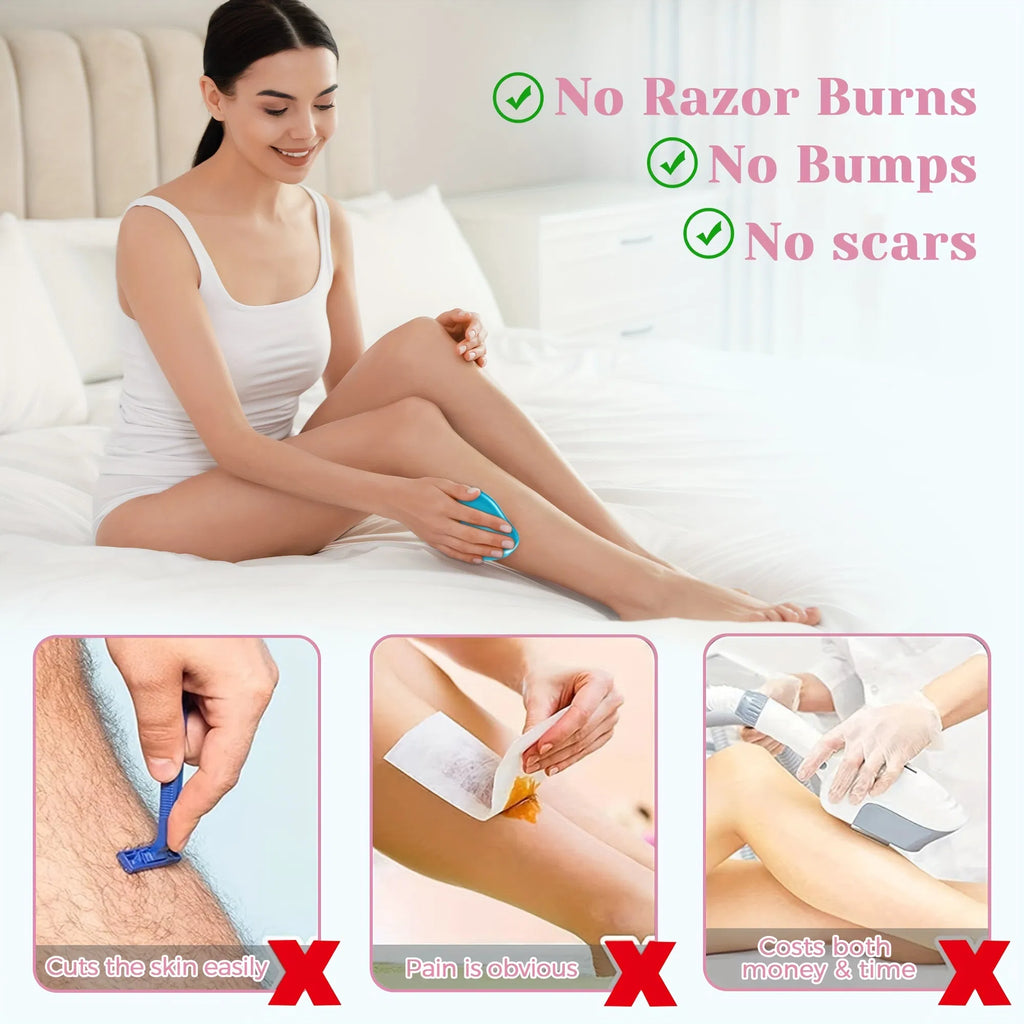 Reusable Crystal Hair Eraser for Men & Women, Glass Body Hair Removal Tool for Arms, Legs & Body