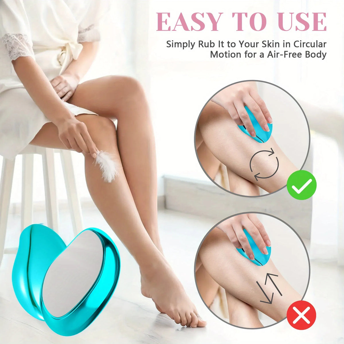 Reusable Crystal Hair Eraser for Men & Women, Glass Body Hair Removal Tool for Arms, Legs & Body