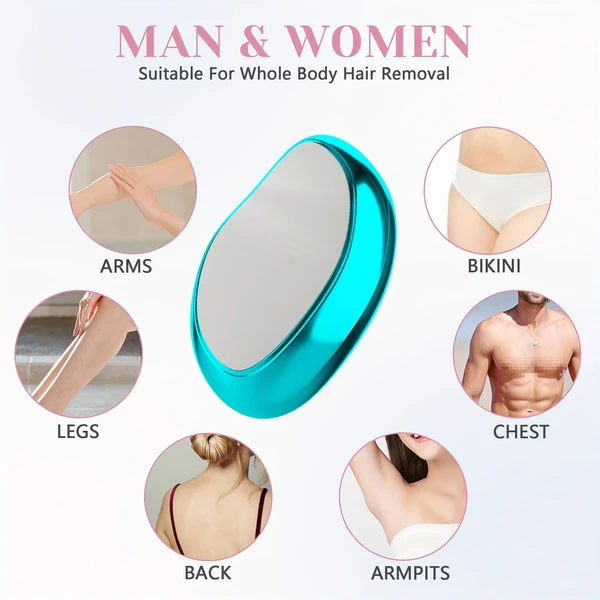 Reusable Crystal Hair Eraser for Men & Women, Glass Body Hair Removal Tool for Arms, Legs & Body