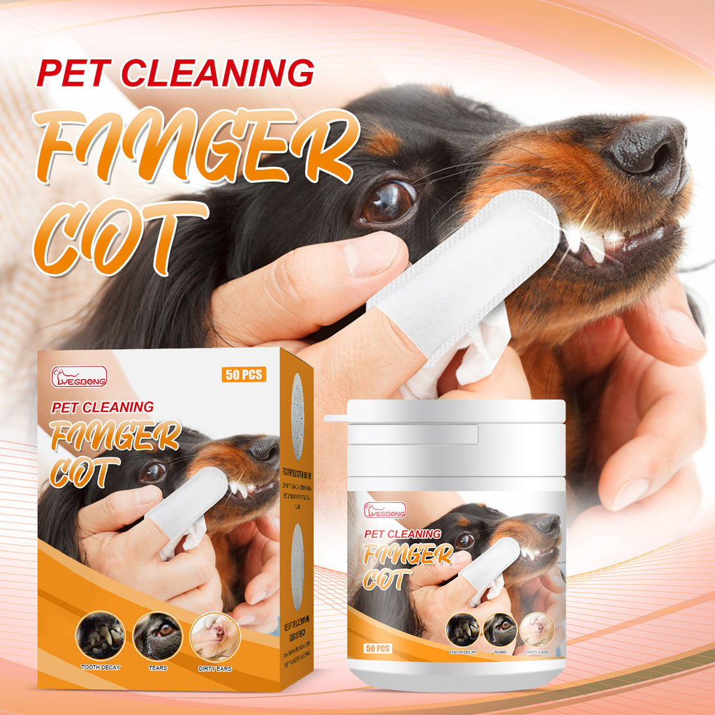 Pet Dental Finger Wipes for Dogs & Cats, 50 Pack – Gently Cleans Plaque & Tartar, Freshens Breath, No Toothbrush Needed