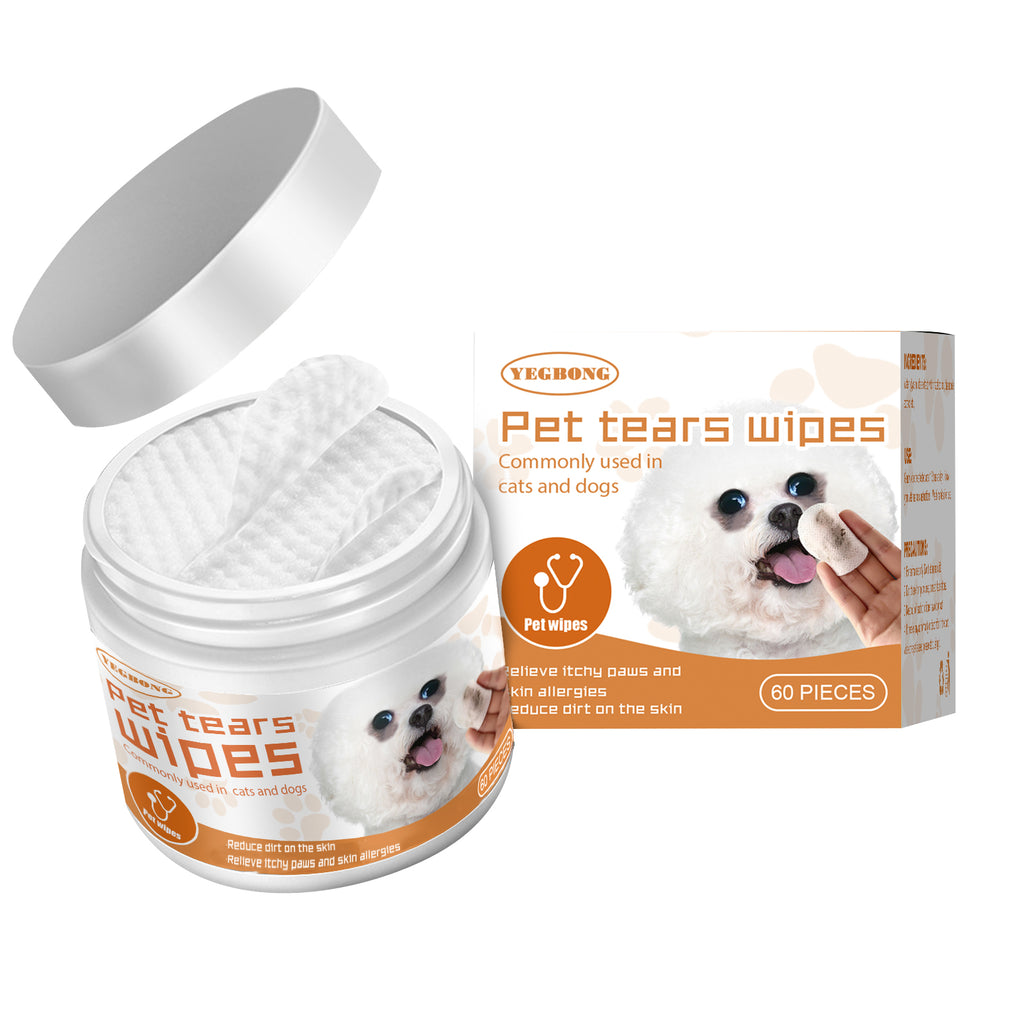Pet Tear Stain Wipes, 60 Count Gentle Eye Cleaning Pads for Dogs & Cats, Pet Wipes for Tear Marks & Surface Dirt