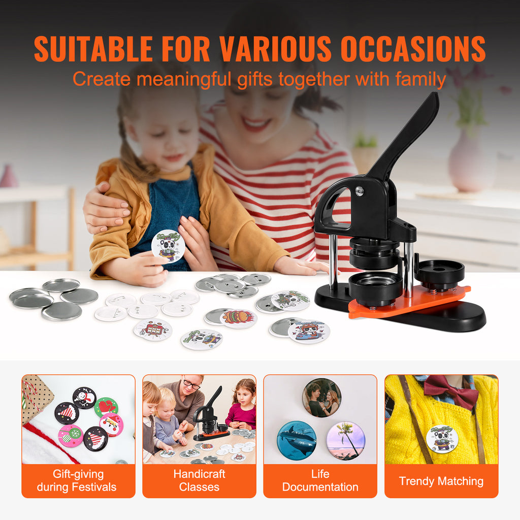 AEELLEEA 2.25 Inch Button Maker Machine, DIY Pin Badge Press Kit with 100 Sets Supplies & Panda Pattern Magic Book for Handmade Craft