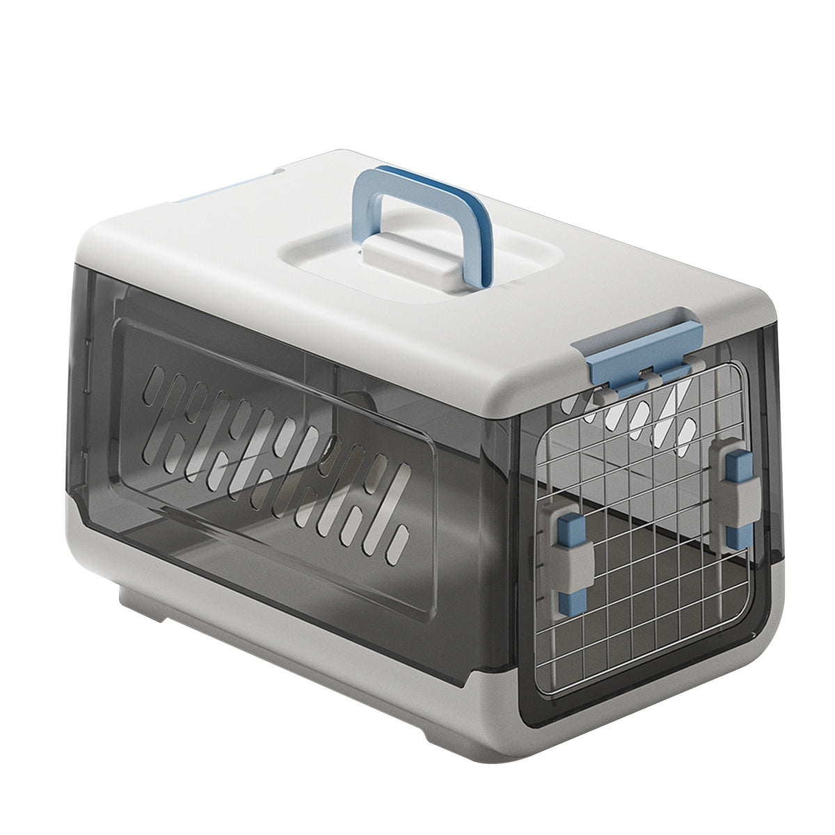Portable Outdoor Cat Enclosure with Metal Wire Ventilation, Hard-Sided Pet Travel Kennel Carrier for Cats, Puppies, Rabbits and Small Animals