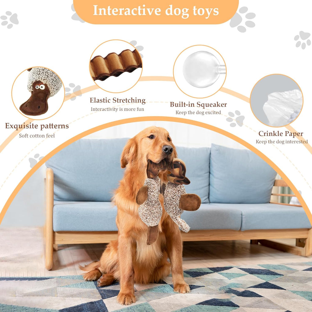 ZippyPaws Dog Toys, Stuffed Large Dog Toys to Keep Them Busy, Interactive Plush Chew Toys with Crinkle Paper, Tough Pet Animal Toys for Small Medium Large Dogs - Platypus