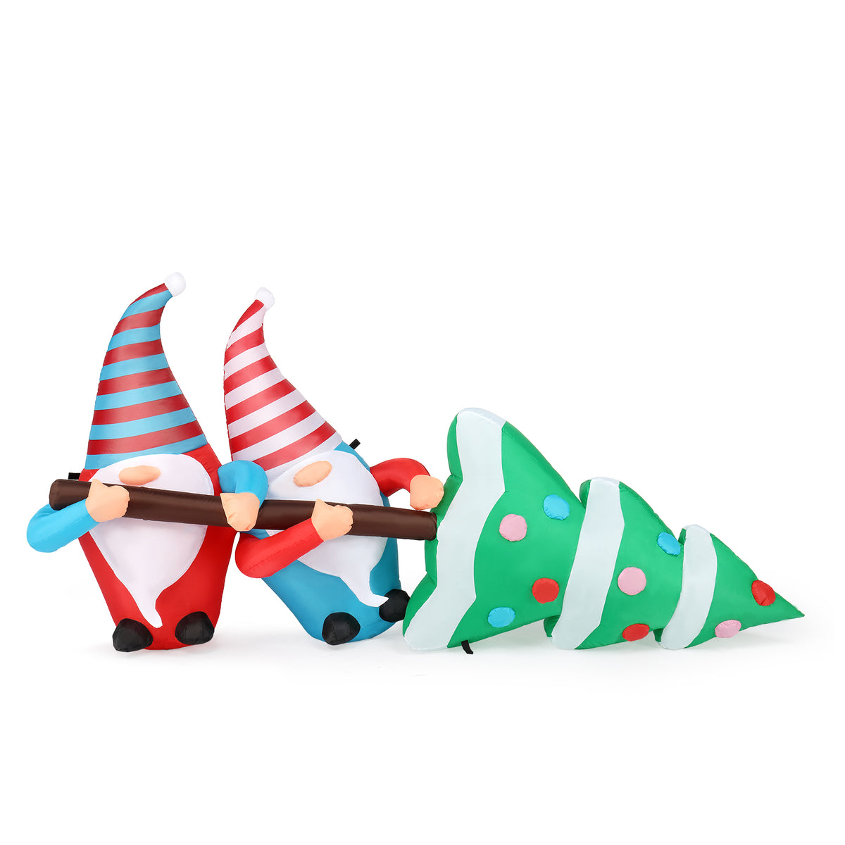 AEELLEEA-Christmas Inflatable Decoration, Two Cute Gnomes Pulling Christmas Tree with LED Lights
