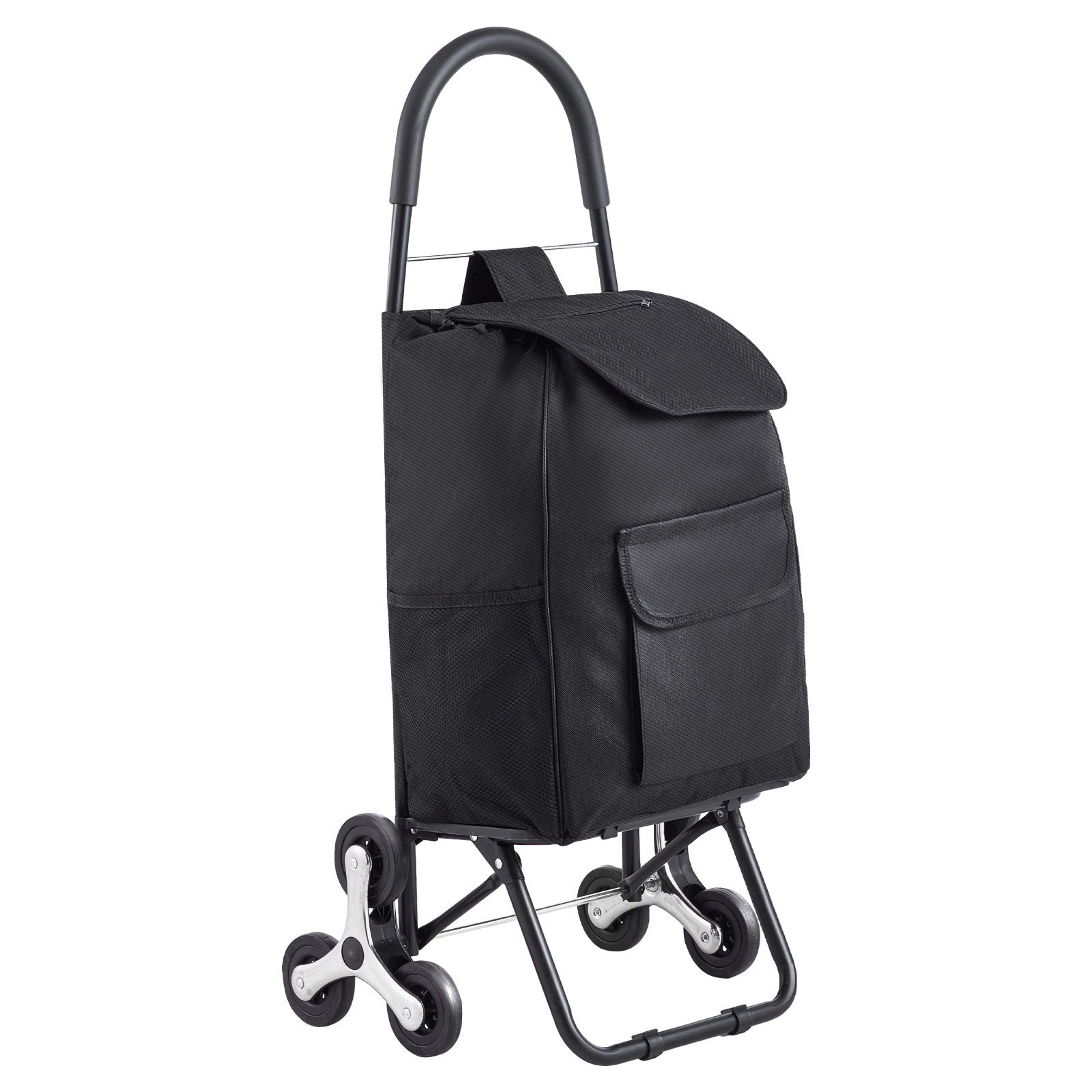 Foldable Stair Climbing Shopping Cart, 36L Utility Cart with 6 Wheels & Storage Bag, Heavy Duty Grocery Cart