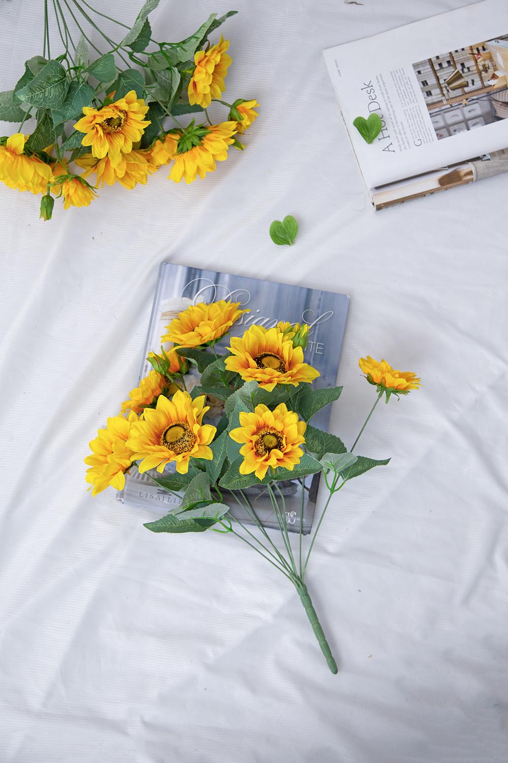10.2 x 11 x 18.9"H Artificial Yellow Sunflower BushX9,4 Pack