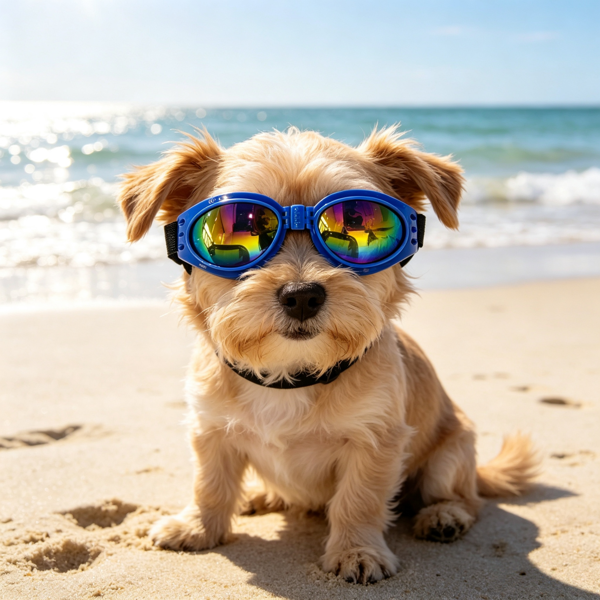 3-Pack Dog Goggles with Colorful Lenses, Adjustable Pet Sunglasses for Small to Medium Dogs, Blue Pink Black
