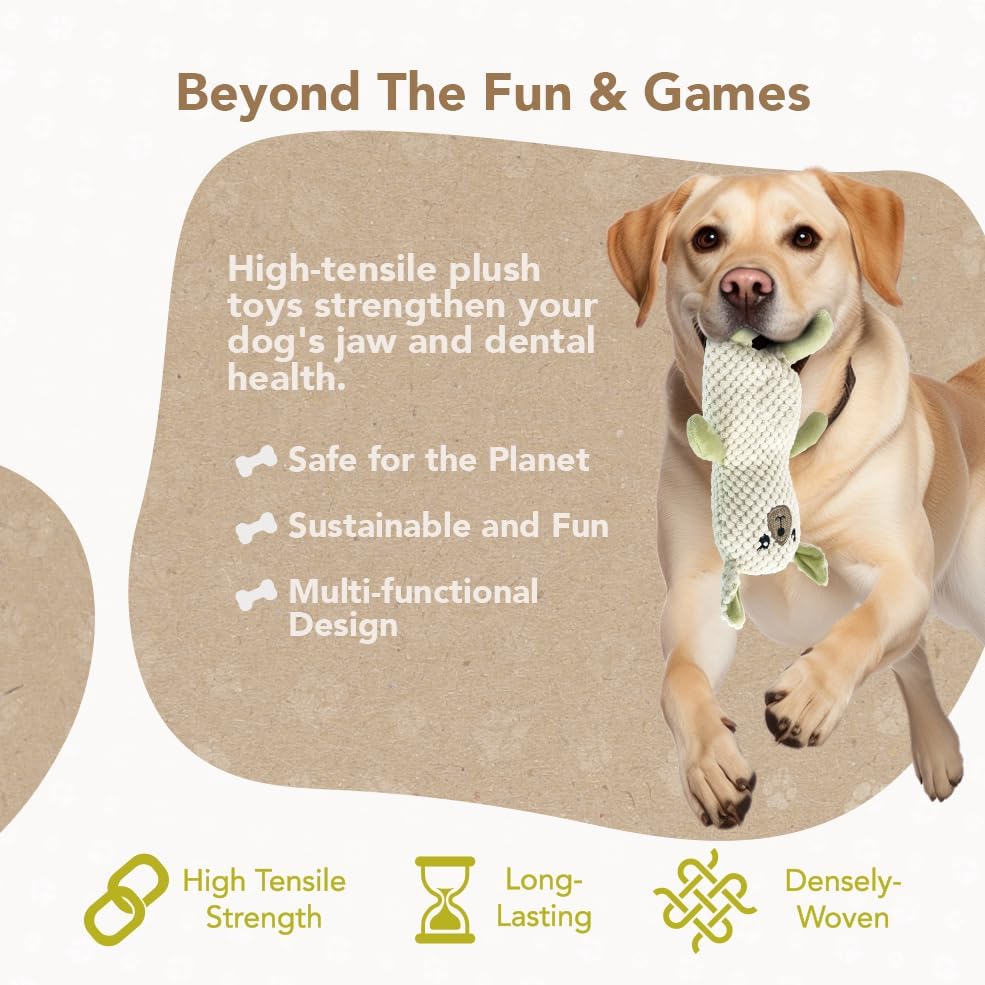 ZippyPaws Pet Toy for Dogs, Densely Woven Squeaky Dog Toys with Built in Squeak, Long-Lasting and Durable Dog Toys, Recycled Plush Dog Squeaky Toys