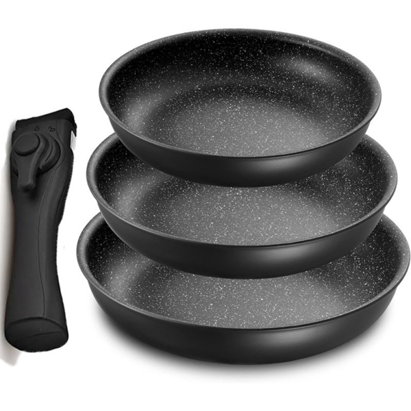 Fadware 4 Piece Frying Pan Set with Detachable Handle, Nonstick Cookware Set