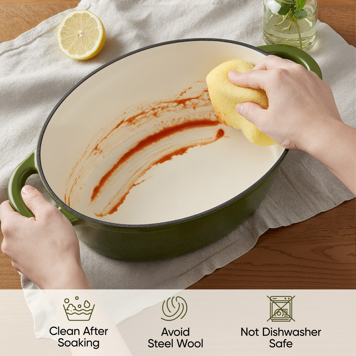 4.5 Quart Enameled Cast Iron Dutch Oven with Lid‑Non‑Stick Coating, Oven Pot for Bread Baking, Stews, Roasting, Compatible with All Cooktops