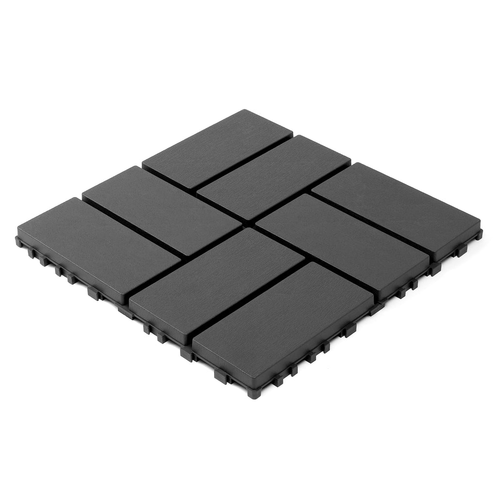 AEELLEEA 44 Pack Interlocking Plastic Deck Tiles, 12"×12" PP Patio Floor Tiles, Non-Slip Drainable Outdoor Flooring for Balcony, Poolside, Backyard